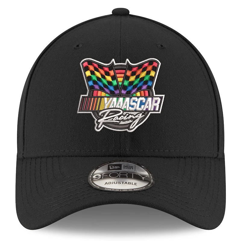 Men's New Era Black NASCAR YAAASCAR Pride 9FORTY Snapback Adjustable Hat