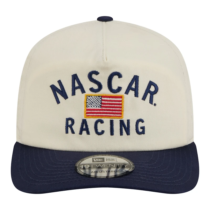 Men's New Era  Cream/Navy NASCAR Flag 19TWENTY Adjustable Hat