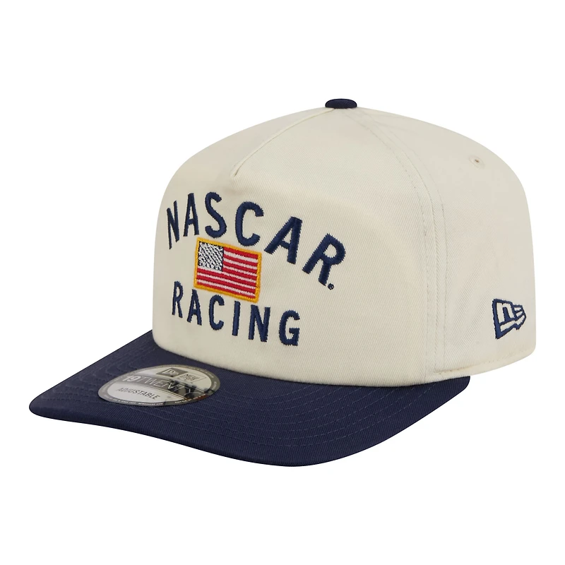 Men's New Era  Cream/Navy NASCAR Flag 19TWENTY Adjustable Hat