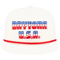 Men's New Era White Daytona International Speedway U.S.A. Retro Cord Golfer Adjustable Hat
