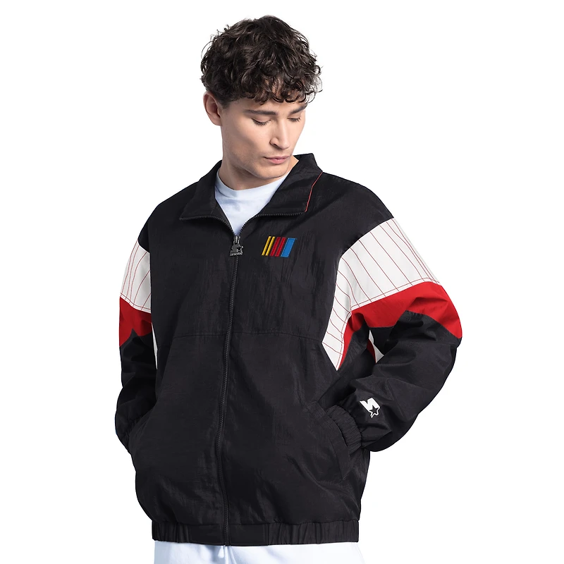 Men's Starter Black/Red NASCAR Yard Line Full-Zip Jacket