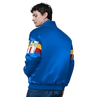 Men's Starter Blue NASCAR Triple Option Satin Varsity Full-Snap Jacket