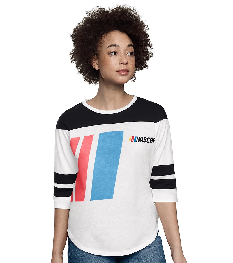 Women's Starter  White NASCAR Grand Slam 3/4-Sleeve T-Shirt