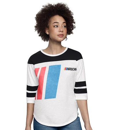 Women's Starter  White NASCAR Grand Slam 3/4-Sleeve T-Shirt