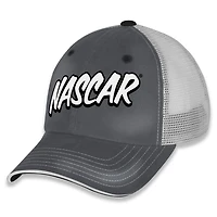 Casquette de camionneur ajustable NASCAR Pit Box grise/blanche à damier pour femme
