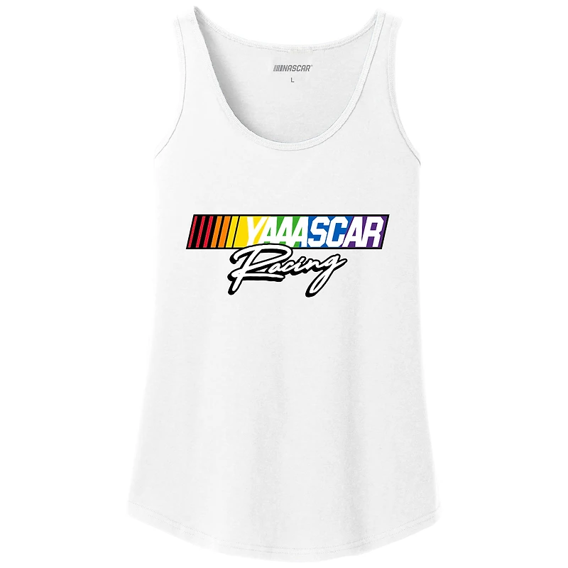 Débardeur à damier Sports White NASCAR Logo Pride pour femme