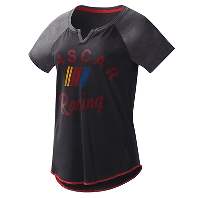 T-shirt à encolure en V tri-mélange NASCAR Grand Slam G-III 4Her by Carl Banks pour femme, noir