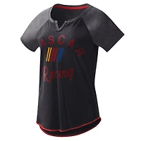 T-shirt à encolure en V tri-mélange NASCAR Grand Slam G-III 4Her by Carl Banks pour femme, noir