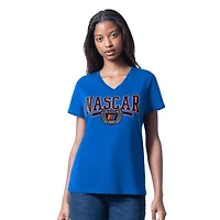 T-shirt col V bleu NASCAR Cheer Dance G-III 4Her pour femme par Carl Banks
