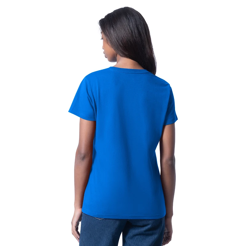 T-shirt col V bleu NASCAR Cheer Dance G-III 4Her pour femme par Carl Banks