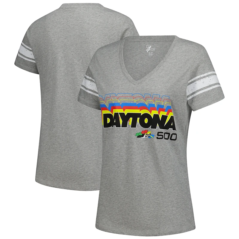 Women's G-III 4Her by Carl Banks Heather Gray NASCAR  Daytona 500 First Pick V-Neck T-Shirt