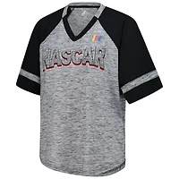 T-shirt à col en V raglan surdimensionné pour femme G-III 4Her par Carl Banks gris chiné NASCAR Hall of Fame