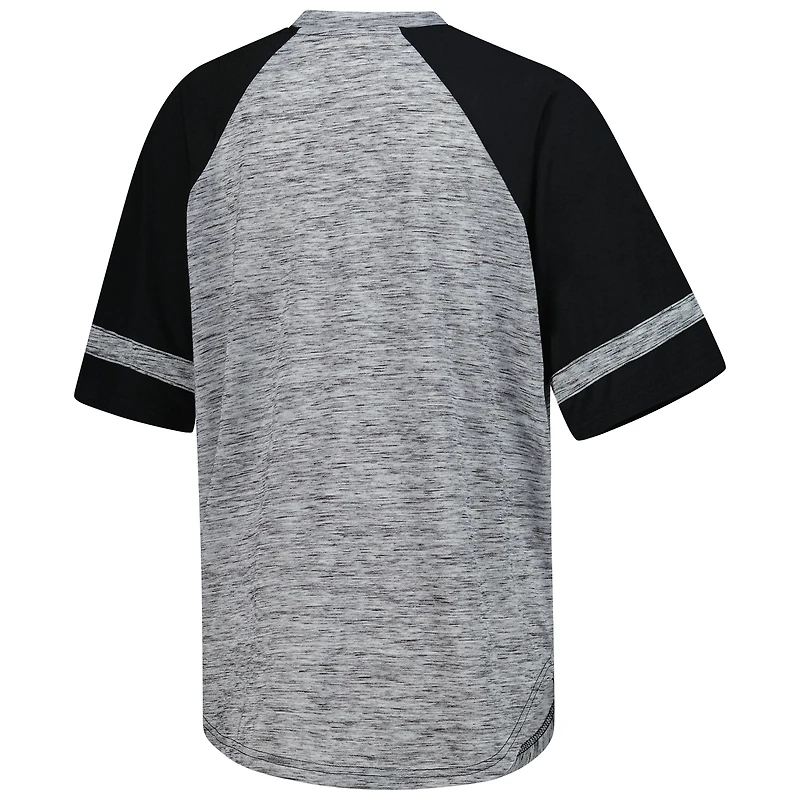 T-shirt à col en V raglan surdimensionné pour femme G-III 4Her par Carl Banks gris chiné NASCAR Hall of Fame