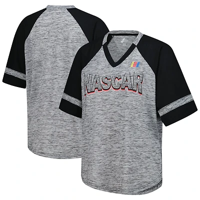 T-shirt à col en V raglan surdimensionné pour femme G-III 4Her par Carl Banks gris chiné NASCAR Hall of Fame