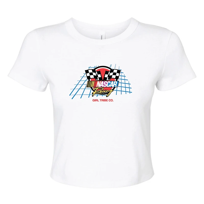 Women's Girl Tribe Co. White NASCAR 90's Baby T-Shirt