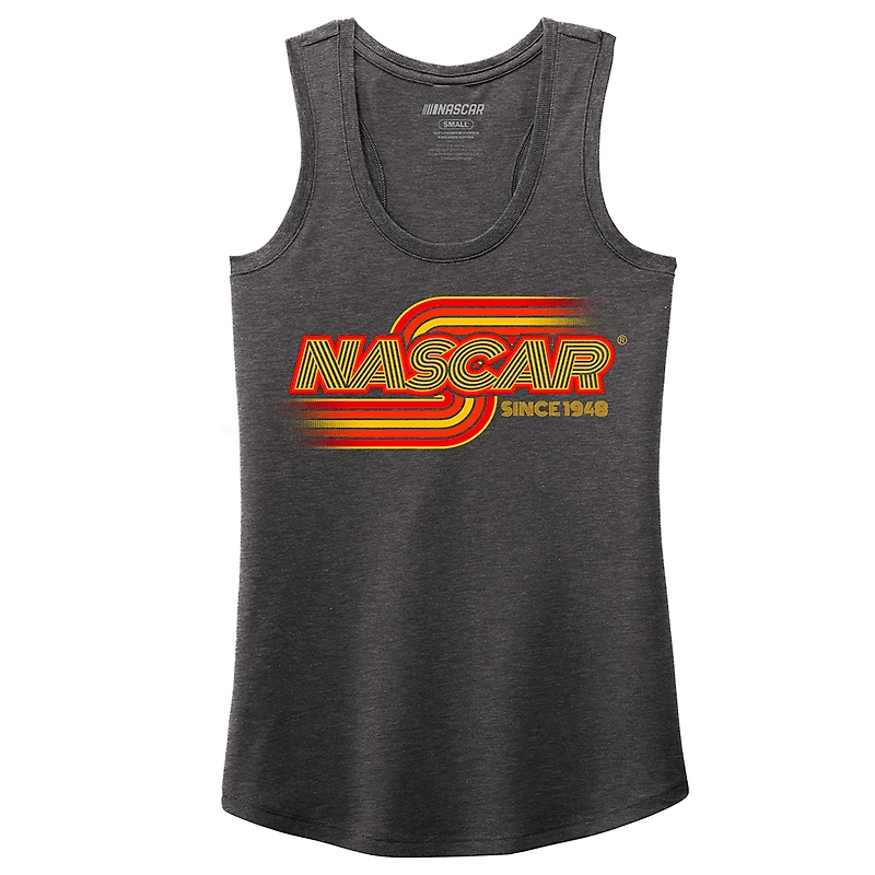 Women's NASCAR Heather Charcoal Name & Number Racer Back Tri-Blend Tank Top