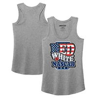 Women's NASCAR Heather Gray Patriotic Racer Back Tri-Blend Tank Top
