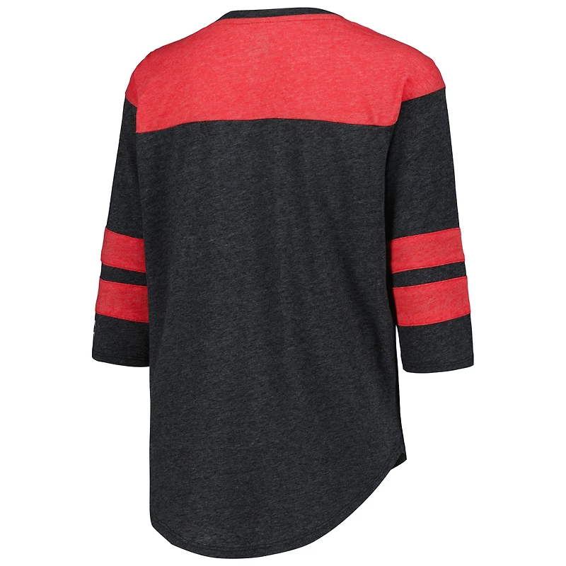 Haut noir NASCAR Full Back Block à manches 3/4 pour femmes