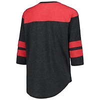 Haut noir NASCAR Full Back Block à manches 3/4 pour femmes