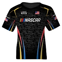 T-shirt d'uniforme NASCAR noir à damier pour jeunes