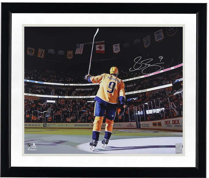 Filip Forsberg Nashville Predators Autographed 16" x 20" Gold Jersey Saluting the Crowd Photograph