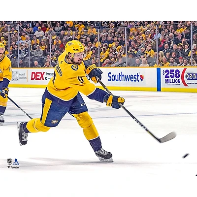 Filip Forsberg Nashville Predators Unsigned Gold Jersey Shooting Photograph