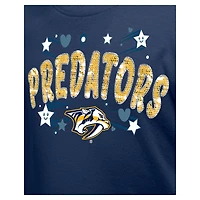 Girl's Youth New Era  Navy Nashville Predators Flip Sequin T-Shirt