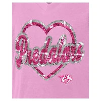 T-shirt à col en V sequins roses pour fille New Era Nashville Predators