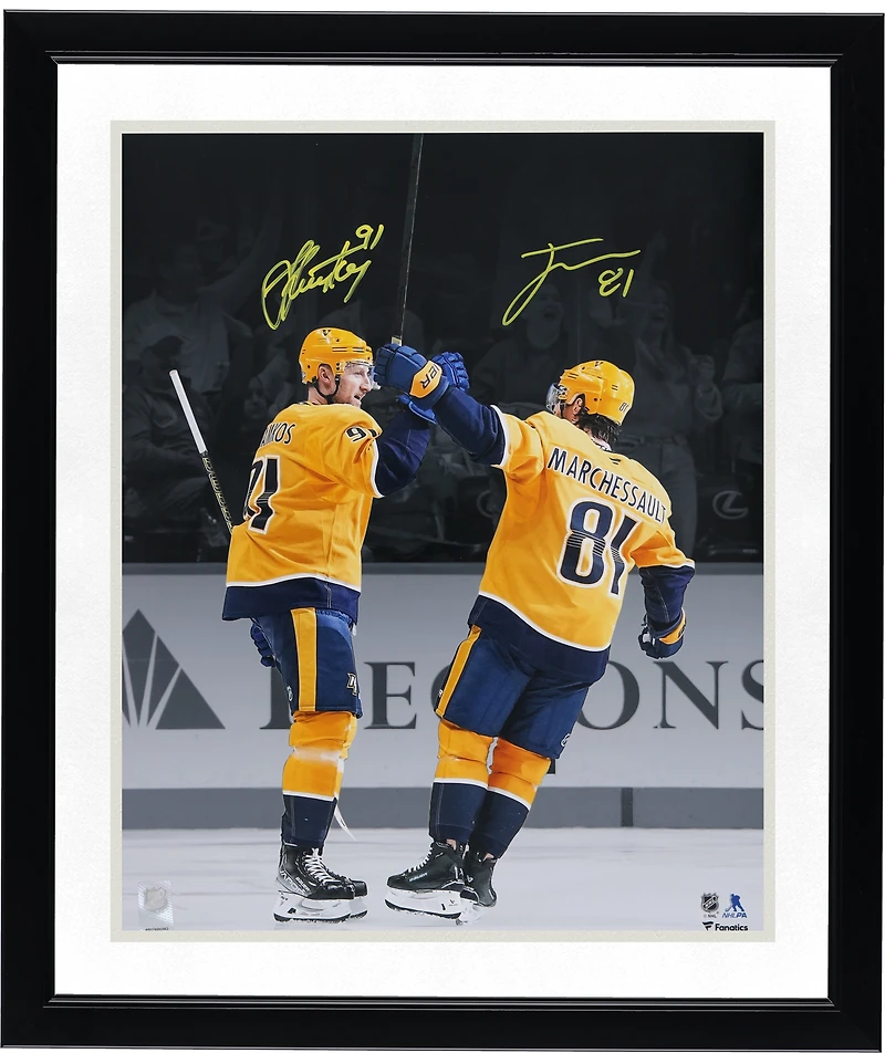 Jonathan Marchessault & Steven Stamkos Nashville Predators Autographed 16" x 20" Gold Jersey Celebration Photograph