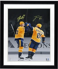 Jonathan Marchessault & Steven Stamkos Nashville Predators Autographed 16" x 20" Gold Jersey Celebration Photograph
