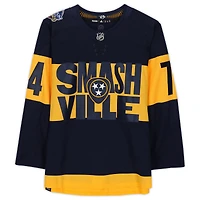 Maillot adidas authentique 2022 Stadium Series dédicacé par Juuse Saros Navy Nashville Predators