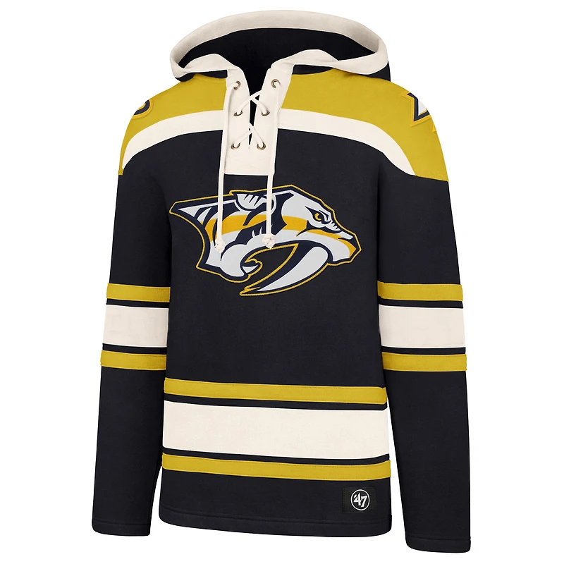 Men's '47 Black Nashville Predators Superior Lacer Hoodie