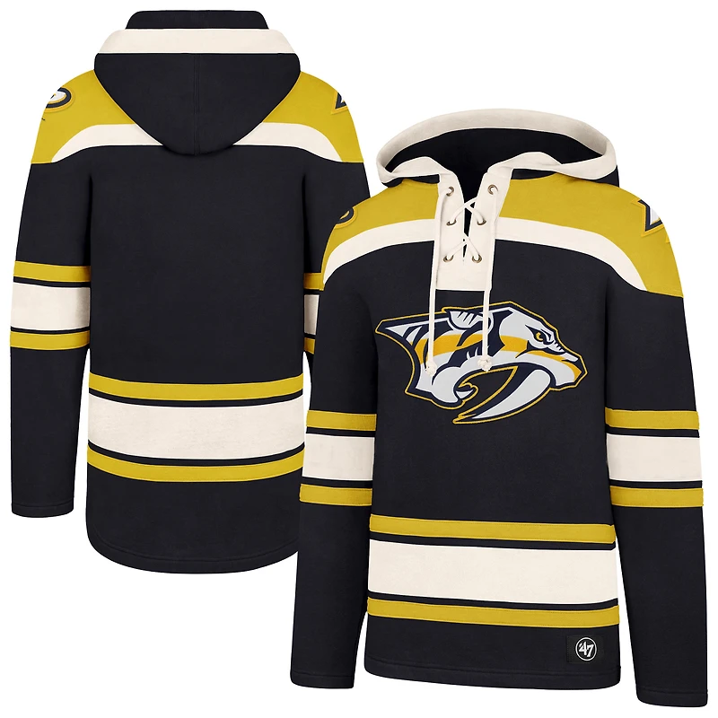 Men's '47 Black Nashville Predators Superior Lacer Hoodie
