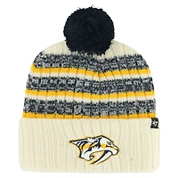 Men's '47 Cream Nashville Predators Tavern Cuffed Knit Hat with Pom