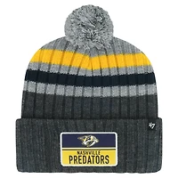 Bonnet en tricot à revers avec patch pile des Predators de Nashville '47 gris pour hommes avec pompon