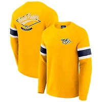 T-shirt Henley à manches longues raglan en tricot gaufré pour homme Darius Rucker Collection by Fanatics Gold des Nashville Predators