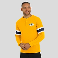 T-shirt Henley à manches longues raglan en tricot gaufré pour homme Darius Rucker Collection by Fanatics Gold des Nashville Predators