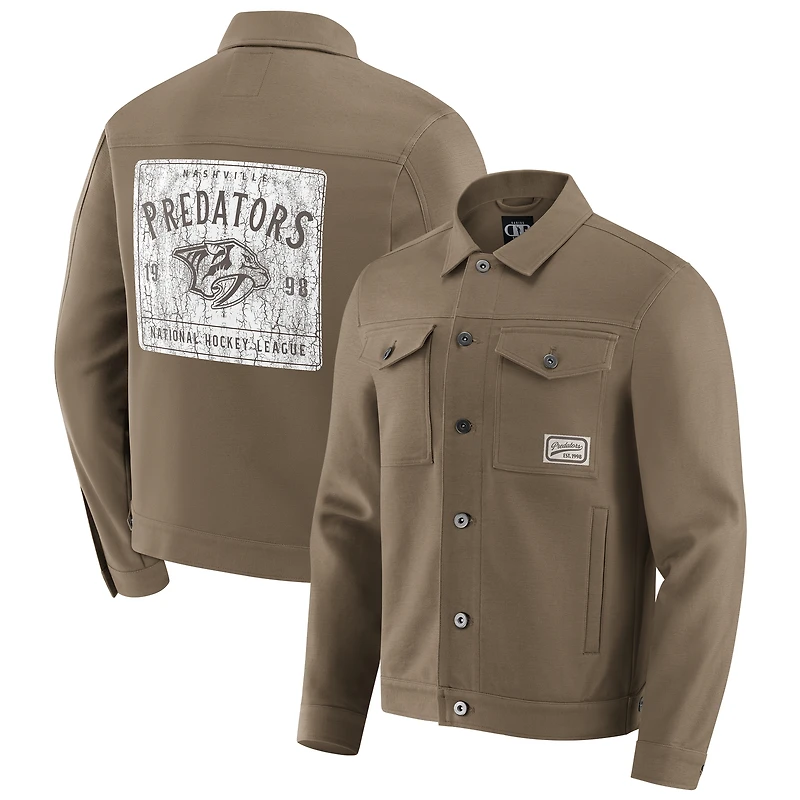 Men's Darius Rucker Collection by Fanatics Tan Nashville Predators Trucker Full-Button Jacket