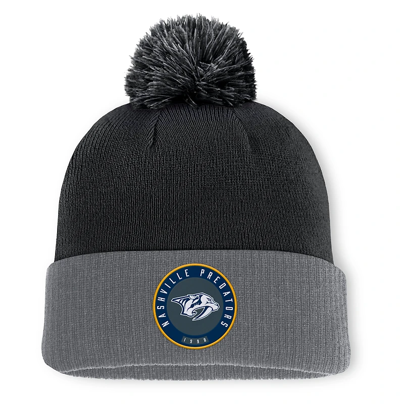 Men's Fanatics  Black Nashville Predators Aspyn Cuffed Knit Hat with Pom