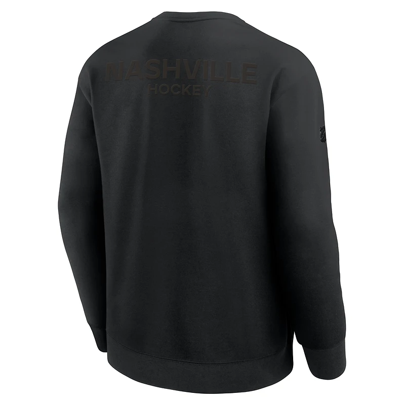 Men's Fanatics Black Nashville Predators Authentic Pro Road Tri-Blend Sweatshirt