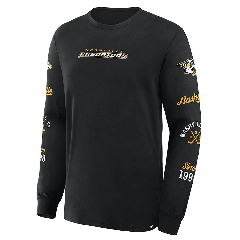 T-shirt à manches longues Fanatics pour hommes, noir, Nashville Predators, en boîte, Legacy