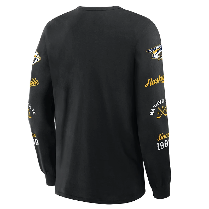 T-shirt à manches longues Fanatics pour hommes, noir, Nashville Predators, en boîte, Legacy