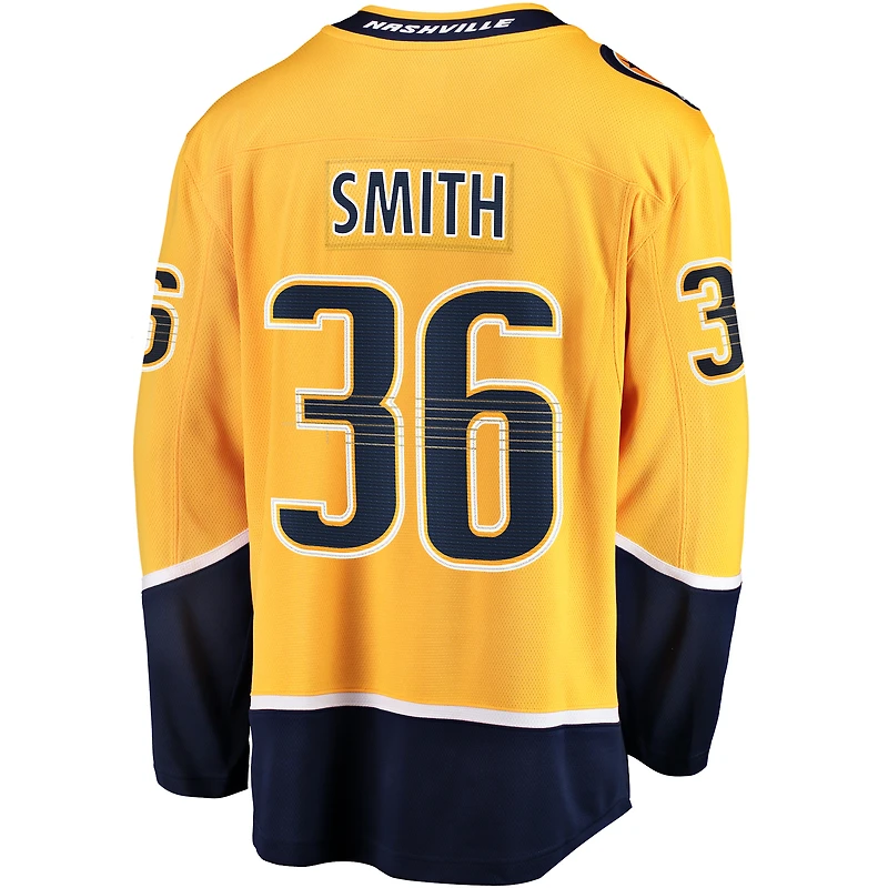 Men's Fanatics Cole Smith Gold Nashville Predators  Premier Breakaway Player Jersey