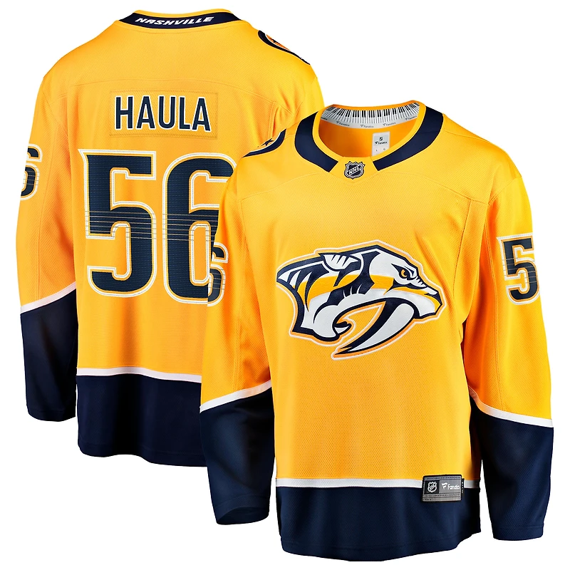 Maillot Erik Haula Gold des Nashville Predators Home Breakaway pour hommes