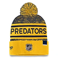 Men's Fanatics Gold/Navy Nashville Predators Authentic Pro Cuffed Knit Hat with Pom