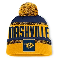 Bonnet en tricot à revers Fanatics Gold/Navy Nashville Predators Fundamentals Thrive pour homme avec pompon