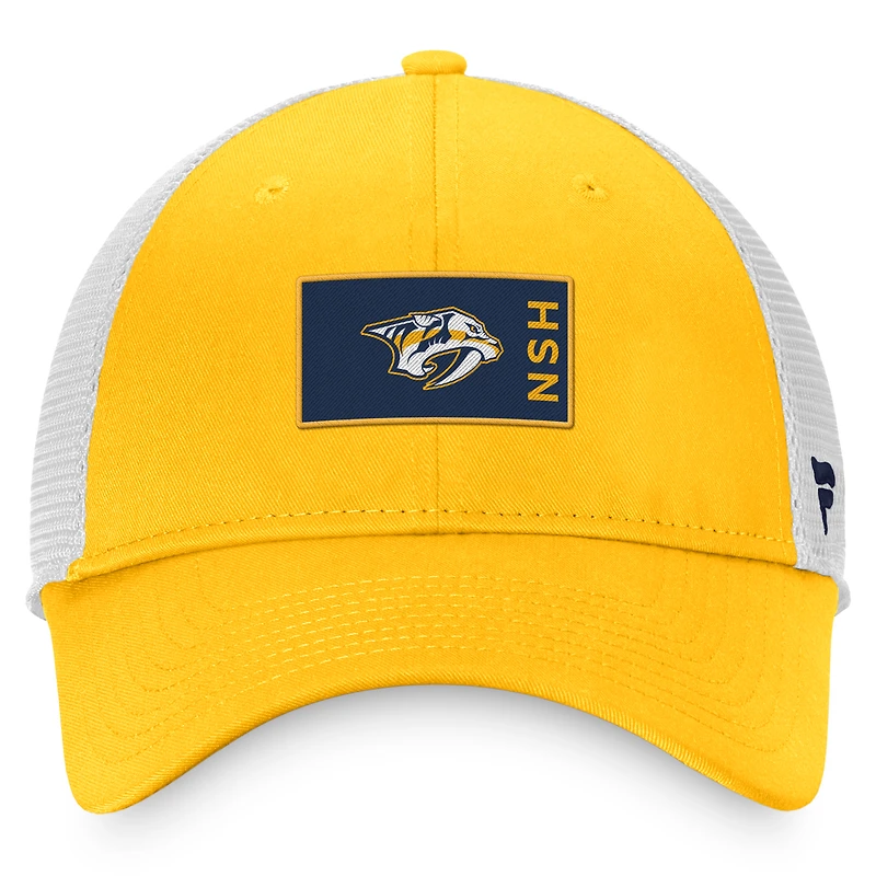 Men's Fanatics Gold/White Nashville Predators Authentic Pro Rink Trucker Snapback Hat