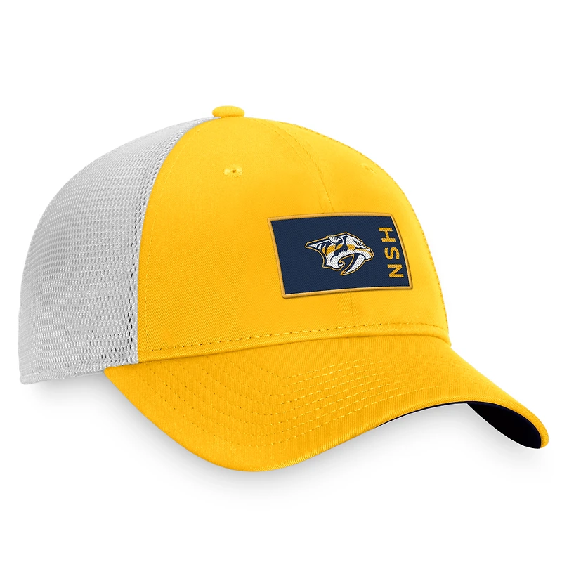 Men's Fanatics Gold/White Nashville Predators Authentic Pro Rink Trucker Snapback Hat