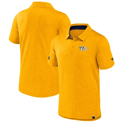 Men's Fanatics  Gold Nashville Predators Authentic Pro Jacquard Polo