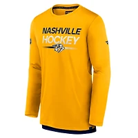 T-shirt à manches longues Authentic Pro des Predators de Nashville dorés marque Fanatics pour hommes